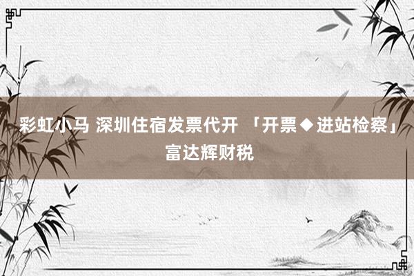 彩虹小马 深圳住宿发票代开 「开票◆进站检察」 富达辉财税