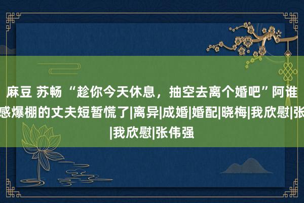 麻豆 苏畅 “趁你今天休息，抽空去离个婚吧”阿谁优胜感爆棚的丈夫短暂慌了|离异|成婚|婚配|晓梅|我欣慰|张伟强