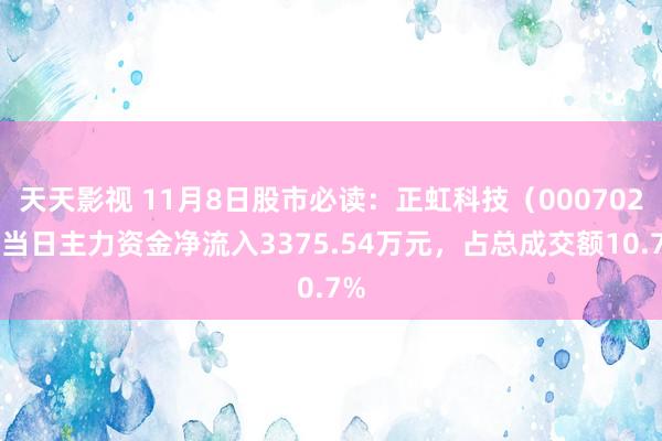 天天影视 11月8日股市必读：正虹科技（000702）当日主力资金净流入3375.54万元，占总成交额10.7%