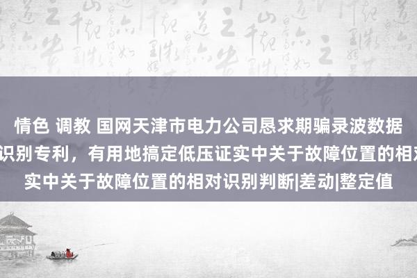 情色 调教 国网天津市电力公司恳求期骗录波数据进行低压证实故障位置识别专利，有用地搞定低压证实中关于故障位置的相对识别判断|差动|整定值